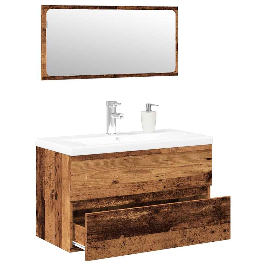 Ensemble de Meubles Salle de Bain Bois d'Ingénierie Vieux Bois 80x38,5x45 cm