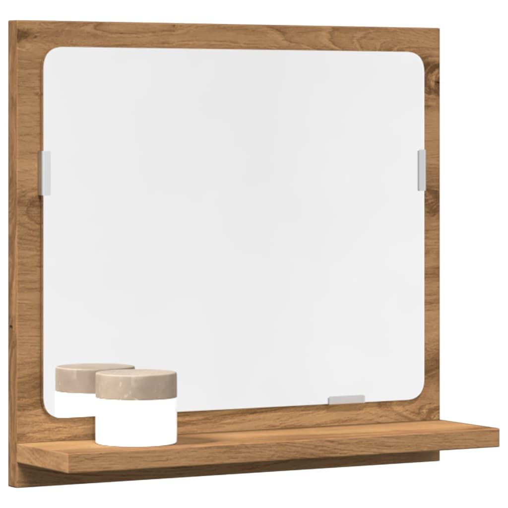 Miroir Salle de Bain Chêne Artisanal 40x11x37 cm