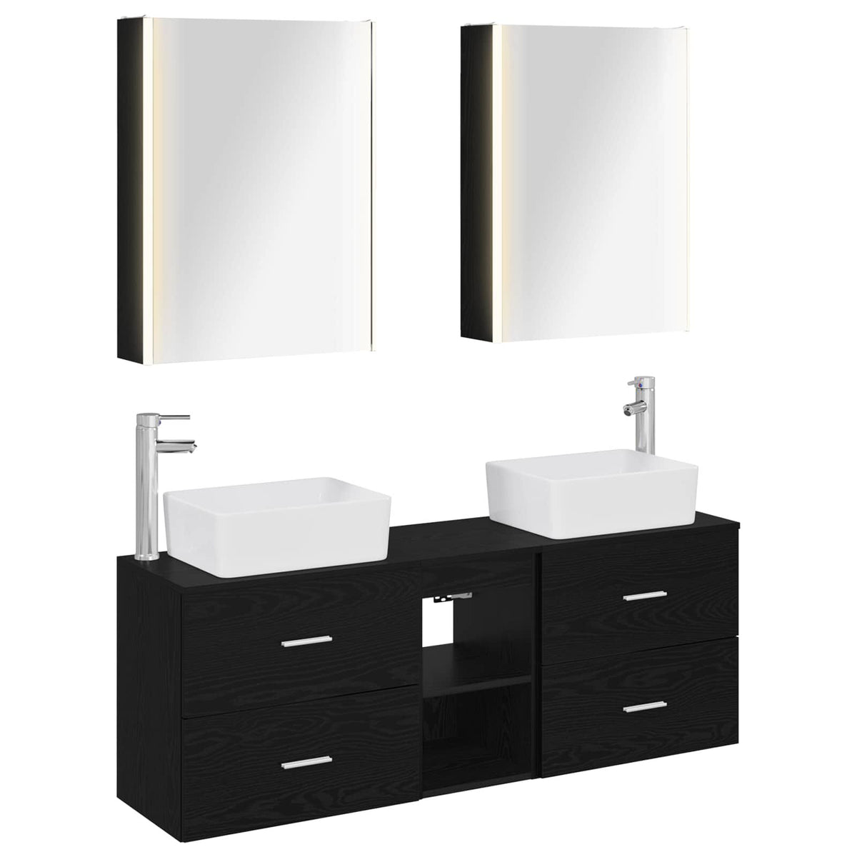 Ensemble de mobilier salle de bain 5 pièces chêne noir