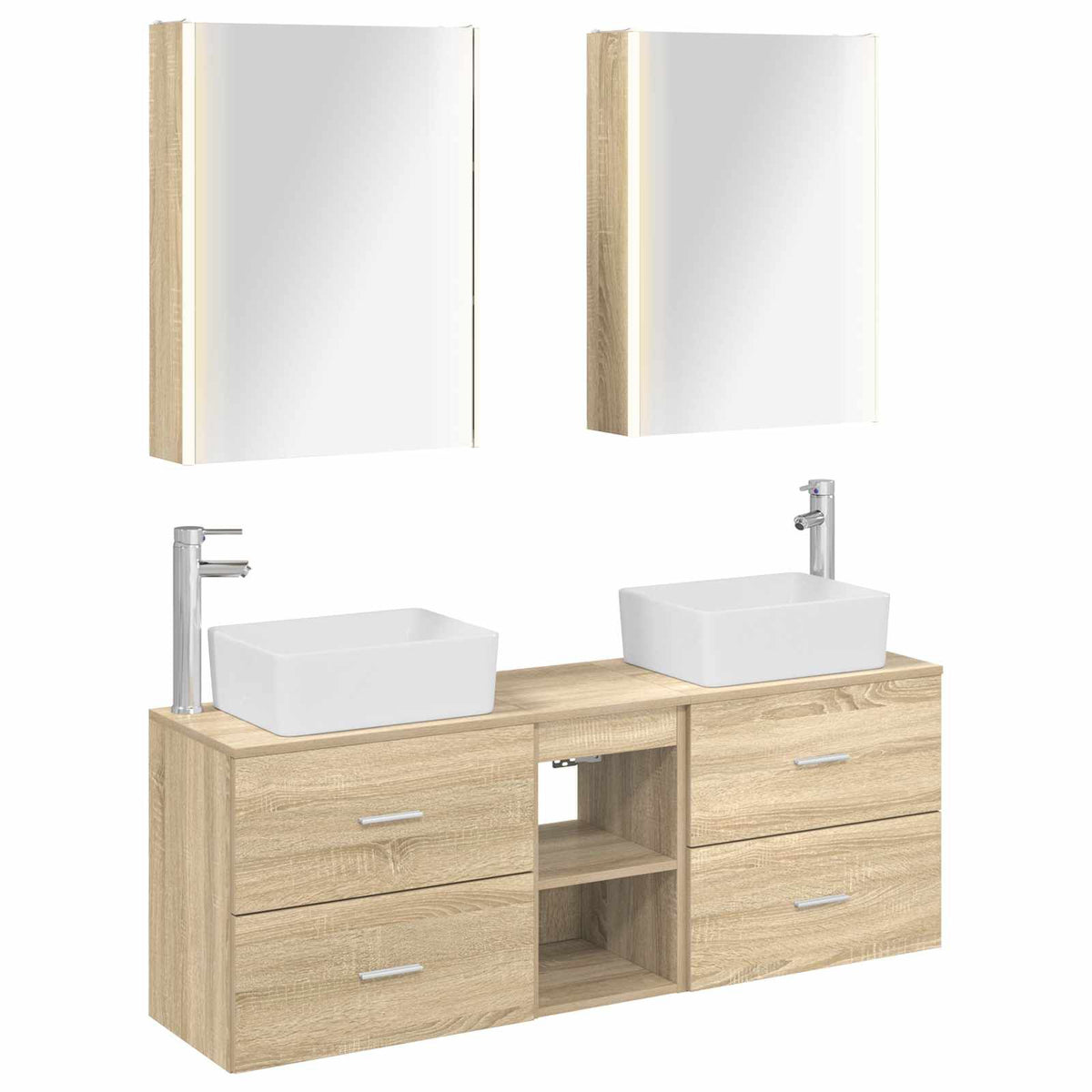 Ensemble de mobilier salle de bain 5 pièces chêne sonoma