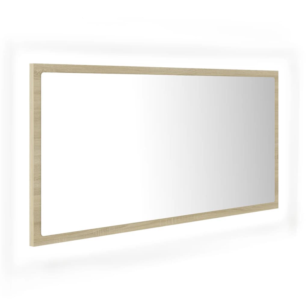 Miroir LED de Salle de Bain Chêne Sonoma 90x8,5x37 cm