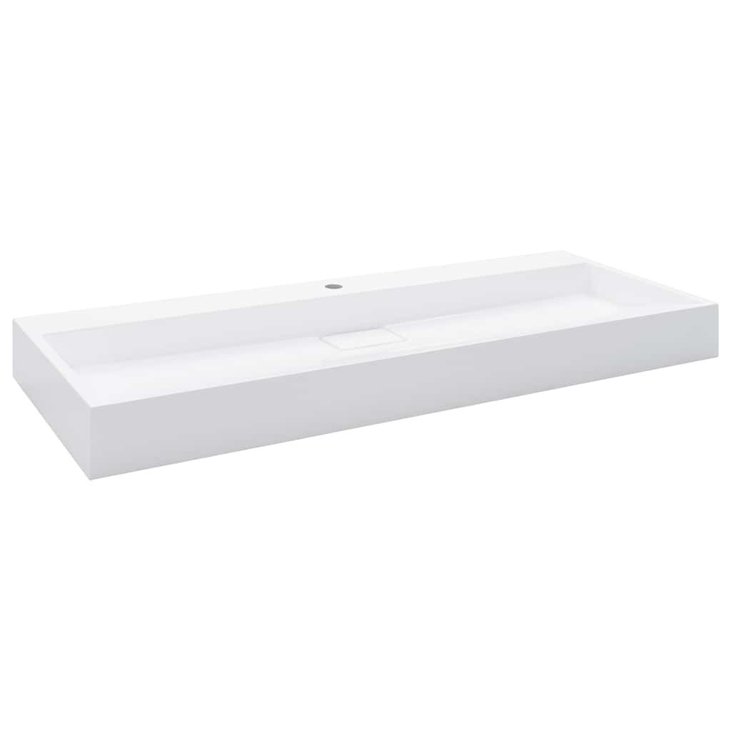 Double Vasque à Poser 120x46x11 cm Fonte Minérale Marbre Blanc
