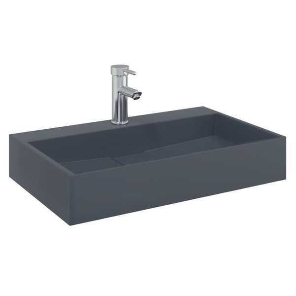 Vasque à Poser 60x38x11 cm Fonte Minérale Marbre Anthracite