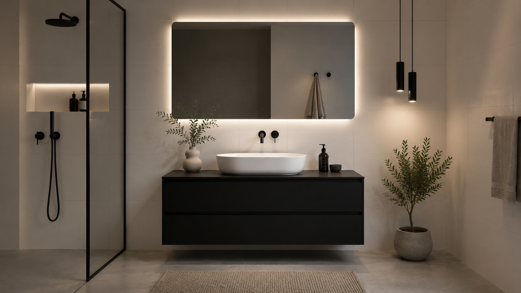 Ensemble meuble vasque miroir salle de bain