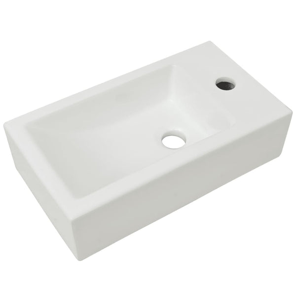 Vasque à poser céramique rectangulaire 46x25,5 cm - coloris blanc, vue de dessus