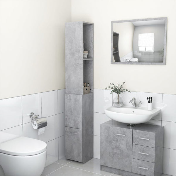 Armoire Colonne de Salle de Bain Gris Béton - 25x26,5x170 cm