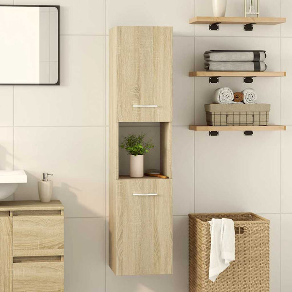 Armoire Colonne de Salle de Bain Chêne Sonoma 30x30x130 cm - vue 1