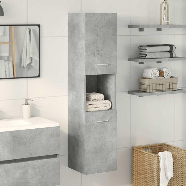 Armoire Colonne Suspendue Gris Béton 30x30x130 cm - vue 2
