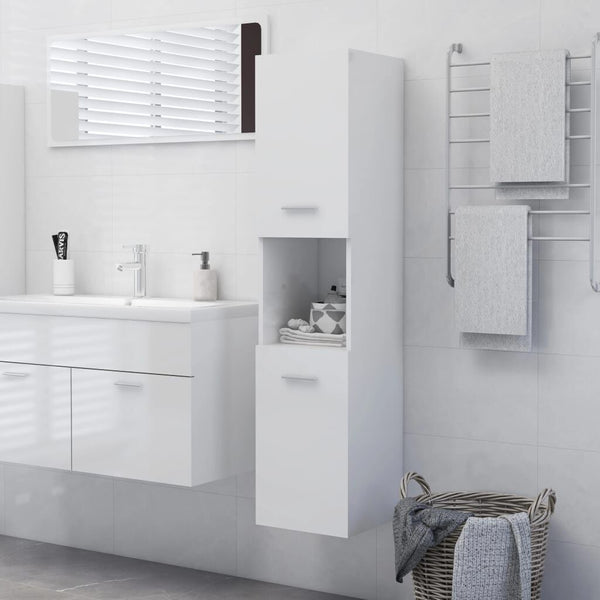 Armoire Colonne Salle de Bain Blanc Brillant 30x30x130 cm - vue 1