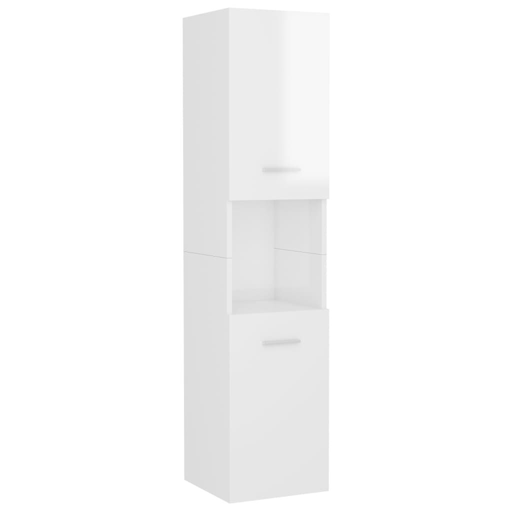 Armoire Colonne Salle de Bain Blanc Brillant 30x30x130 cm - vue 2