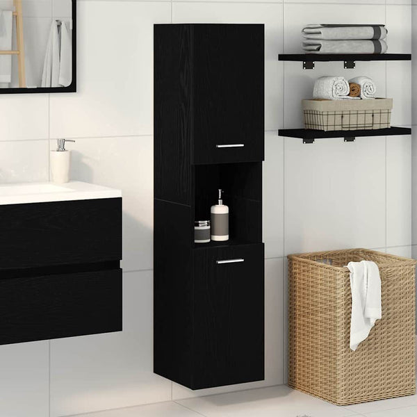 Armoire Colonne Salle de Bain Chêne Noir 30x30x130 cm - vue 2