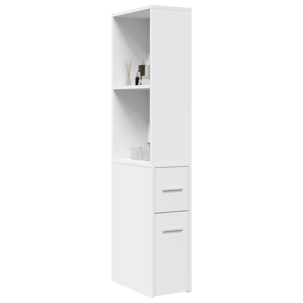 Armoire Étroite Salle de Bain Roulettes Blanc 22x41x135 cm - vue 1