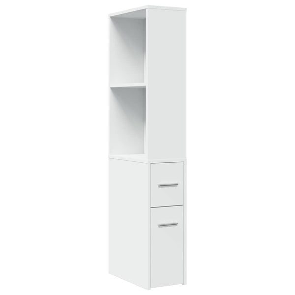 Armoire Étroite Salle de Bain Roulettes Blanc 22x41x135 cm - vue 2