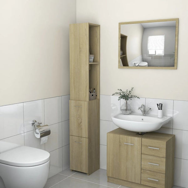 Armoire Colonne de Salle de Bain Chêne Sonoma - 25x26,5x170 cm