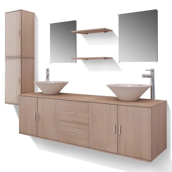 Ensemble double vasque 11 pièces - Meuble salle de bain 150cm - Beige