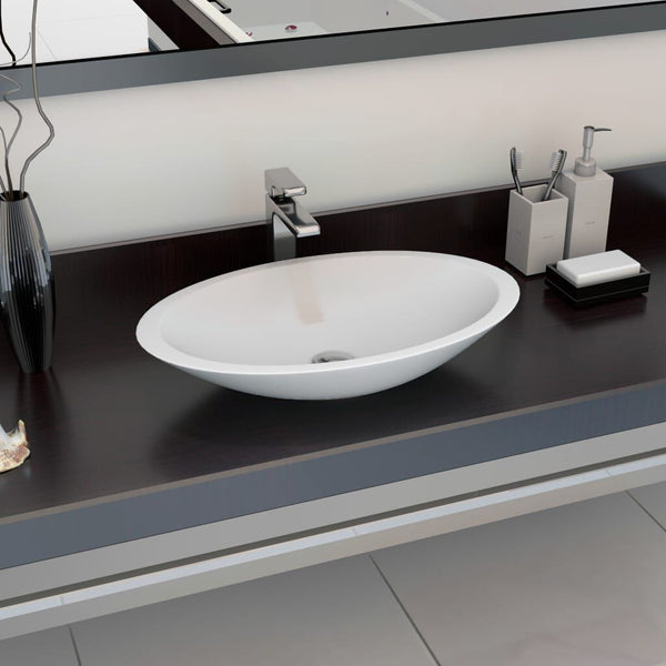 Lavabo en Fonte Minérale et Marbre 59,3 x 35,1 x 10,7 cm - Blanc