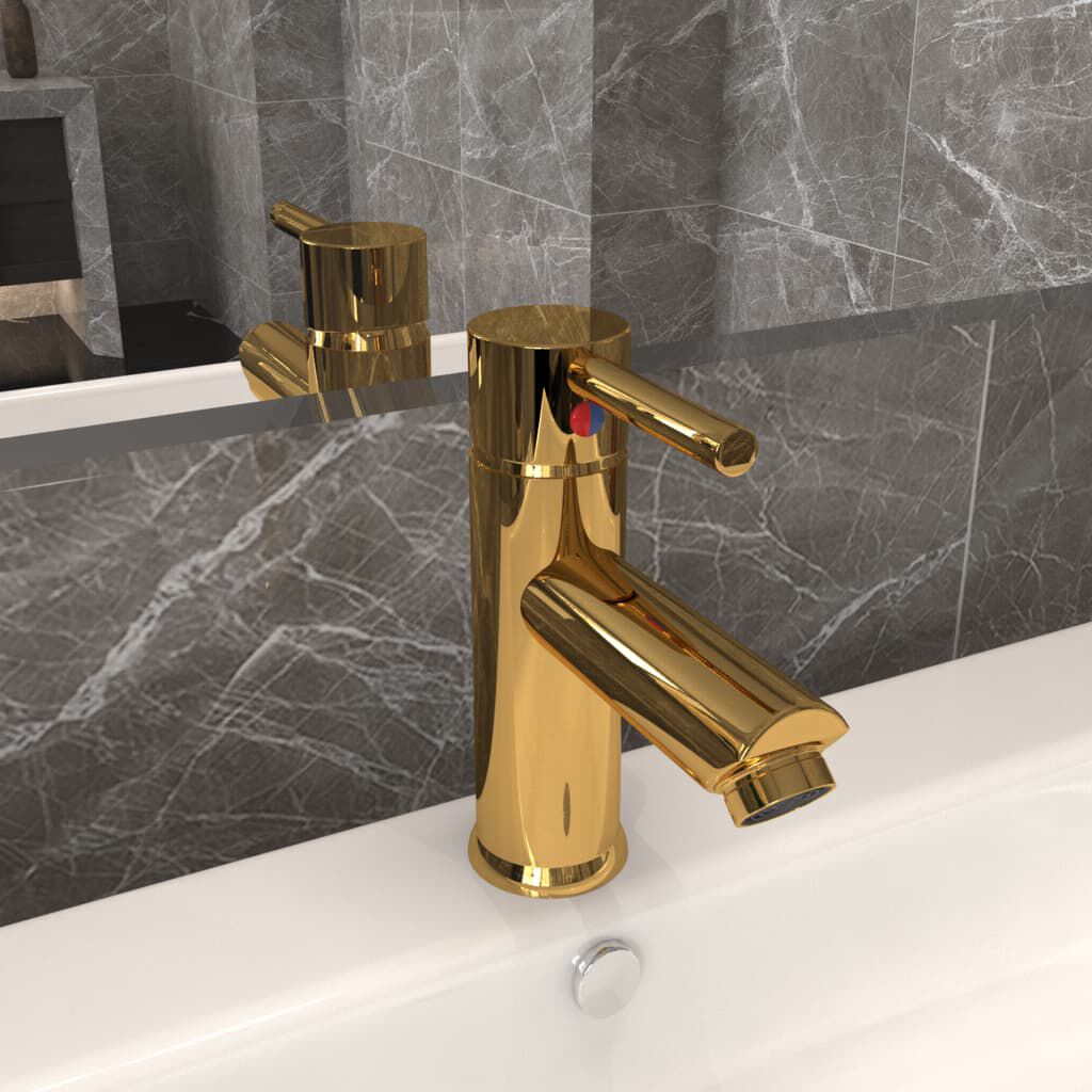Robinet Lavabo Salle de Bain Doré 130x176 mm