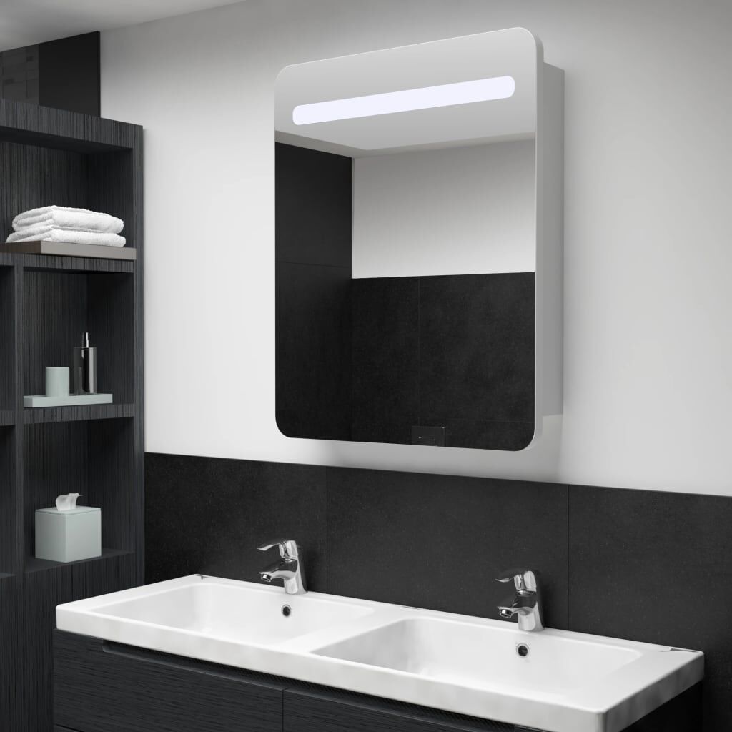 Armoire à Miroir Salle de Bain LED 60x11x80 cm