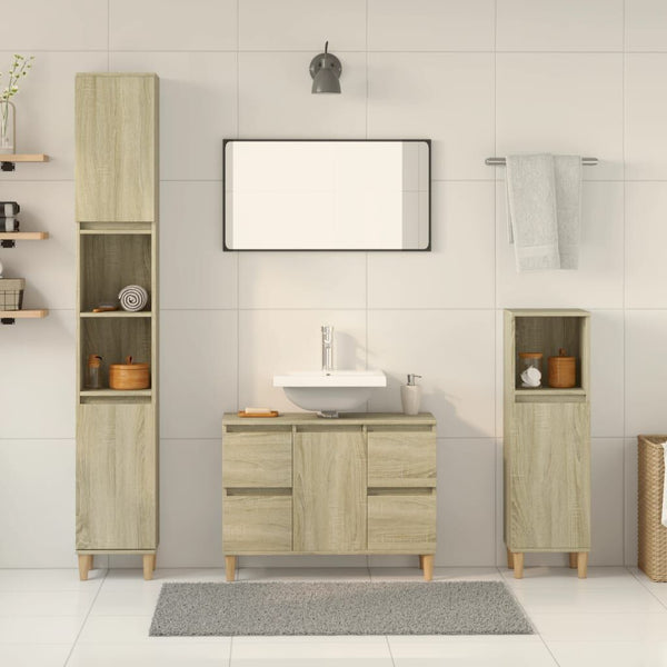 Ensemble Meubles Salle de Bain 3 pcs Chêne Sonoma
