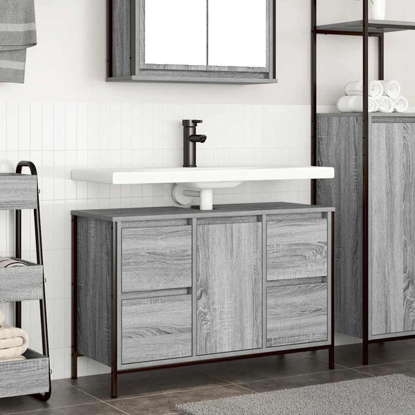 Meuble sous-vasque avec Tiroirs Sonoma Gris 90x34,5x60 cm