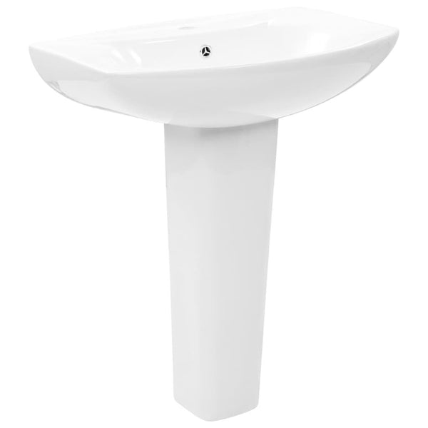 Vasque Autoportante avec Socle Céramique 65 x 52 x 20 cm - Blanc