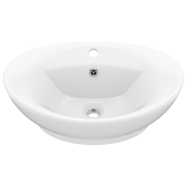 Lavabo Ovale Céramique Blanc Mat 58,5x39x21 cm