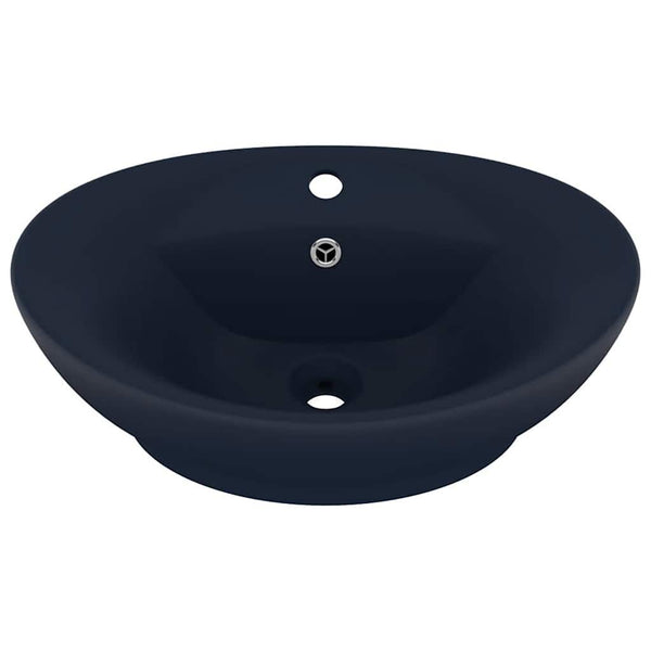 Lavabo Ovale Céramique Bleu Foncé Mat 58,5x39x21 cm