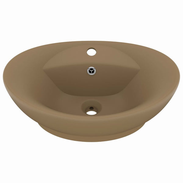 Lavabo Ovale Céramique Crème Mat 58,5x39x21 cm