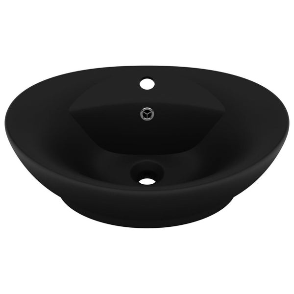 Lavabo Ovale Céramique Noir Mat 58,5x39x21 cm