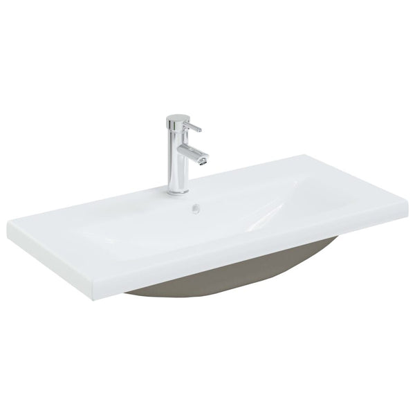 Lavabo Encastré avec Robinet Céramique 81 x 39 x 18 cm - Blanc