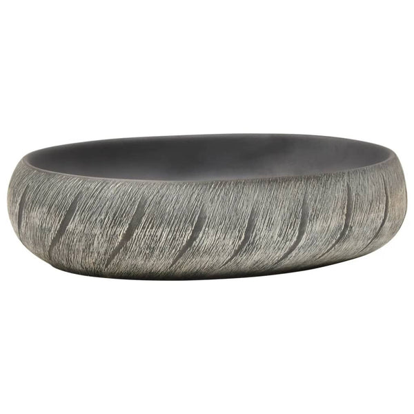 Vasque à Poser Ovale 59x40x15 cm Céramique - Noir et Gris