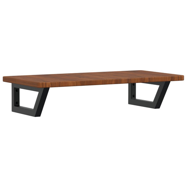 Étagère de Vasque Murale Acier Noir et Chêne Massif 80x40x2,5 cm