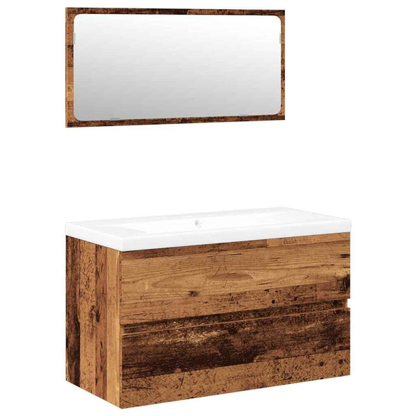Ensemble de Meubles Salle de Bain Bois d'Ingénierie Vieux Bois 80x38,5x45 cm