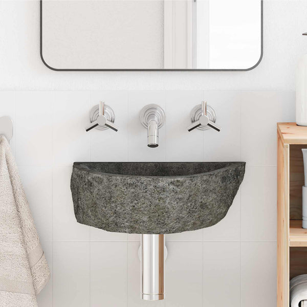 Lavabo Mural en Pierre de Rivière 37 x 30 x 12 cm - Gris
