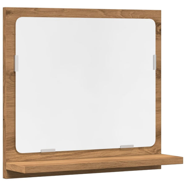 Miroir Salle de Bain Chêne Artisanal 40x11x37 cm