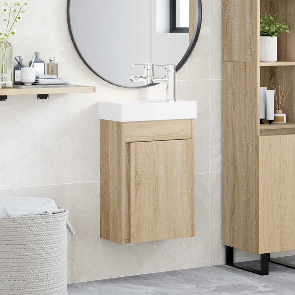 Meuble de Salle de Bain avec Robinet Chêne Sonoma 40,5x22,5x62 cm
