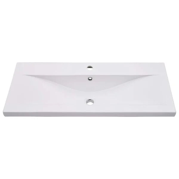 Lavabo Encastré Céramique Blanc 91x39,5x18,5 cm avec Trop-plein