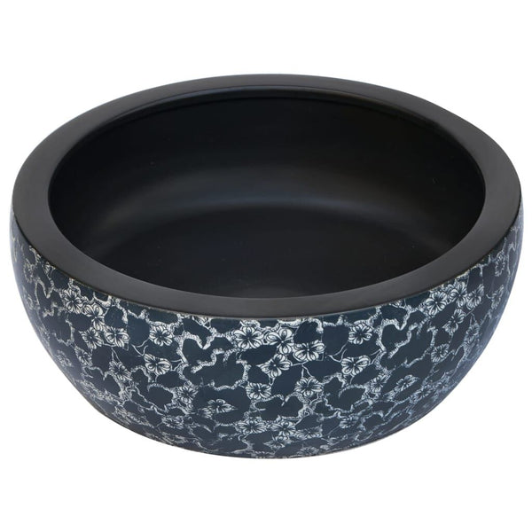 Vasque à Poser Ronde Ø41x14 cm Céramique - Noir et Bleu
