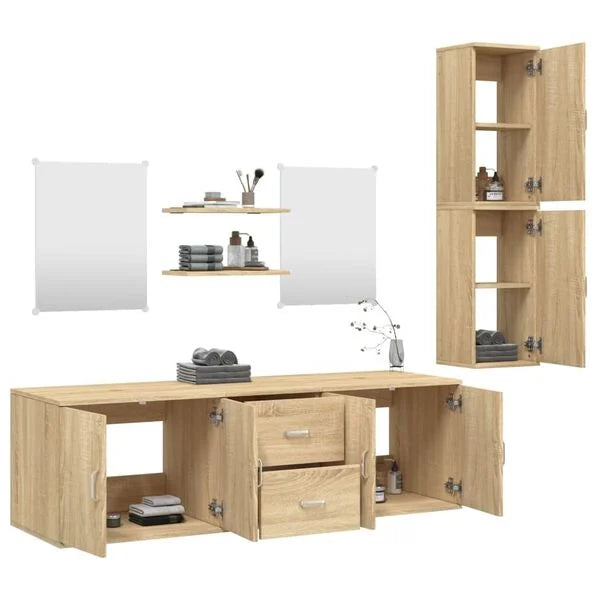 Ensemble Meubles Salle de Bain 6 Pièces Chêne 150x45x45 cm