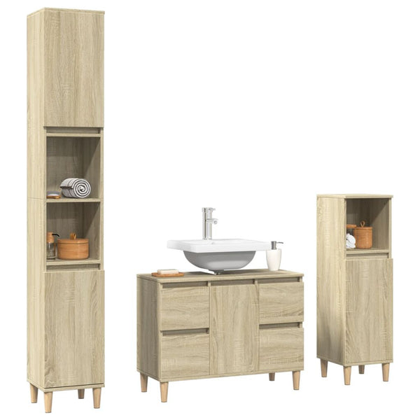 Ensemble Meubles Salle de Bain 3 pcs Chêne Sonoma