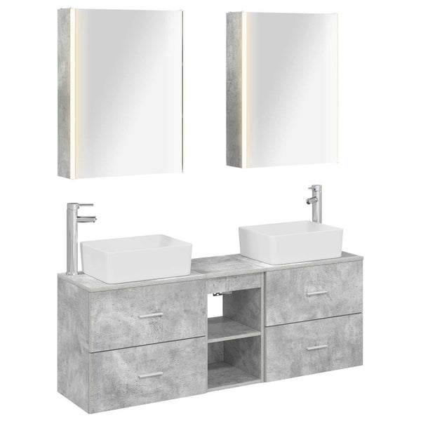 Ensemble de mobilier salle de bain 5 pièces gris béton