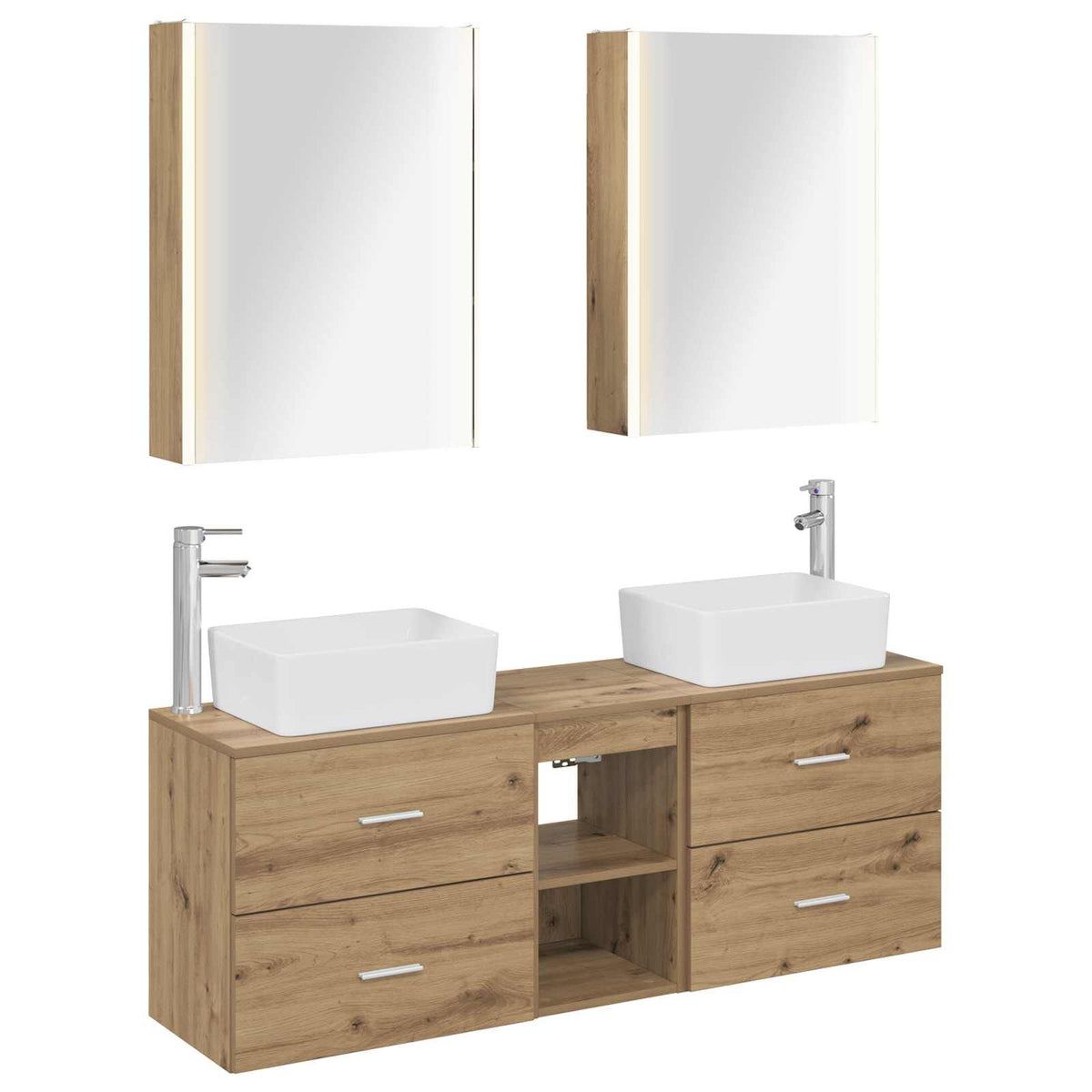 Ensemble de mobilier salle de bain 5 pièces chêne artisanal