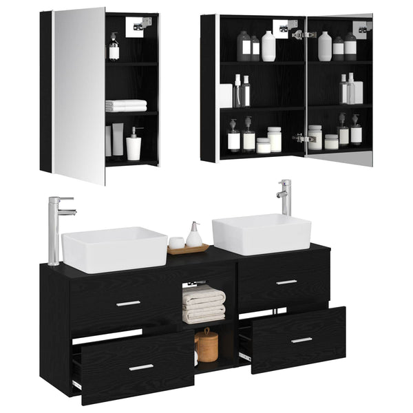 Ensemble de mobilier salle de bain 5 pièces chêne noir