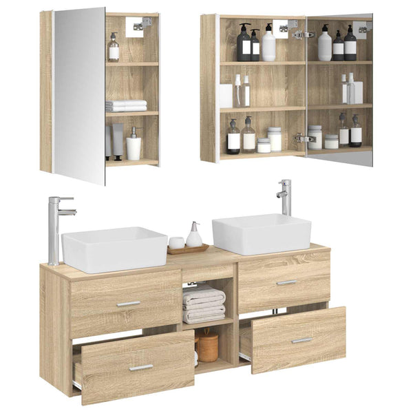 Ensemble de mobilier salle de bain 5 pièces chêne sonoma