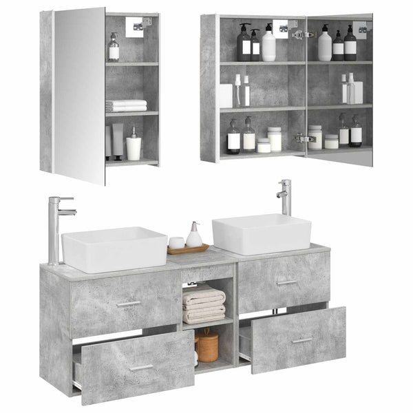 Ensemble de mobilier salle de bain 5 pièces gris béton