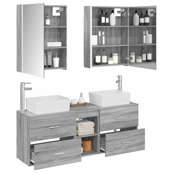 Ensemble de mobilier salle de bain 5 pièces sonoma gris