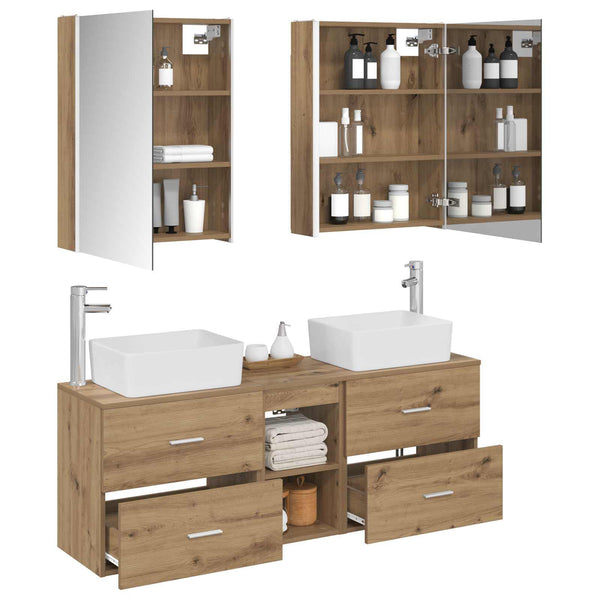 Ensemble de mobilier salle de bain 5 pièces chêne artisanal