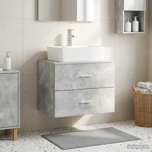Meuble de Salle de Bain Suspendu Gris Béton 62,5x44,5x50 cm