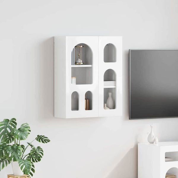 Armoire Suspendue avec Étagère Blanc Brillant 59x20x71,5 cm