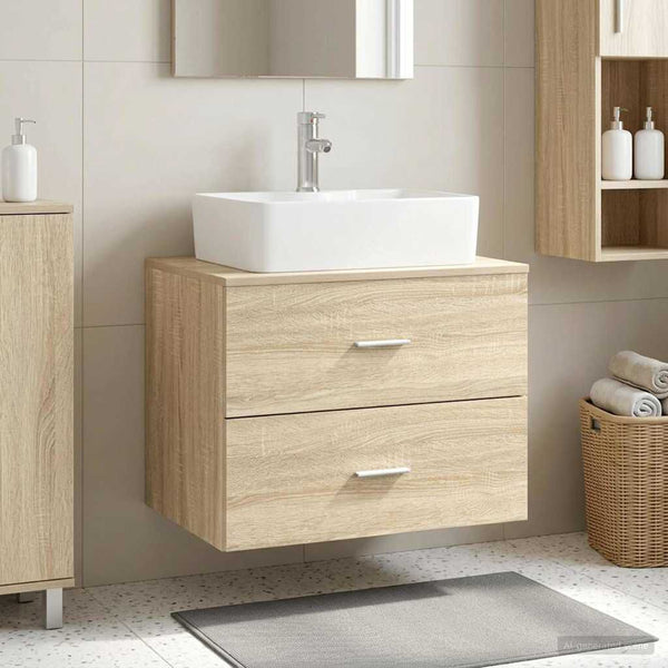 Meuble de salle de bain suspendu chêne sonoma 62.5x44.5x50 cm